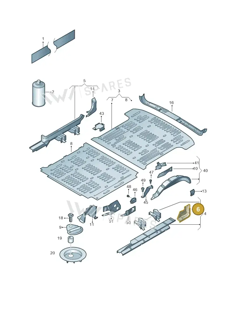 7H0801254C — Volkswagen Transp. caravelle (2011-2015) diagram 410801200, position 6
