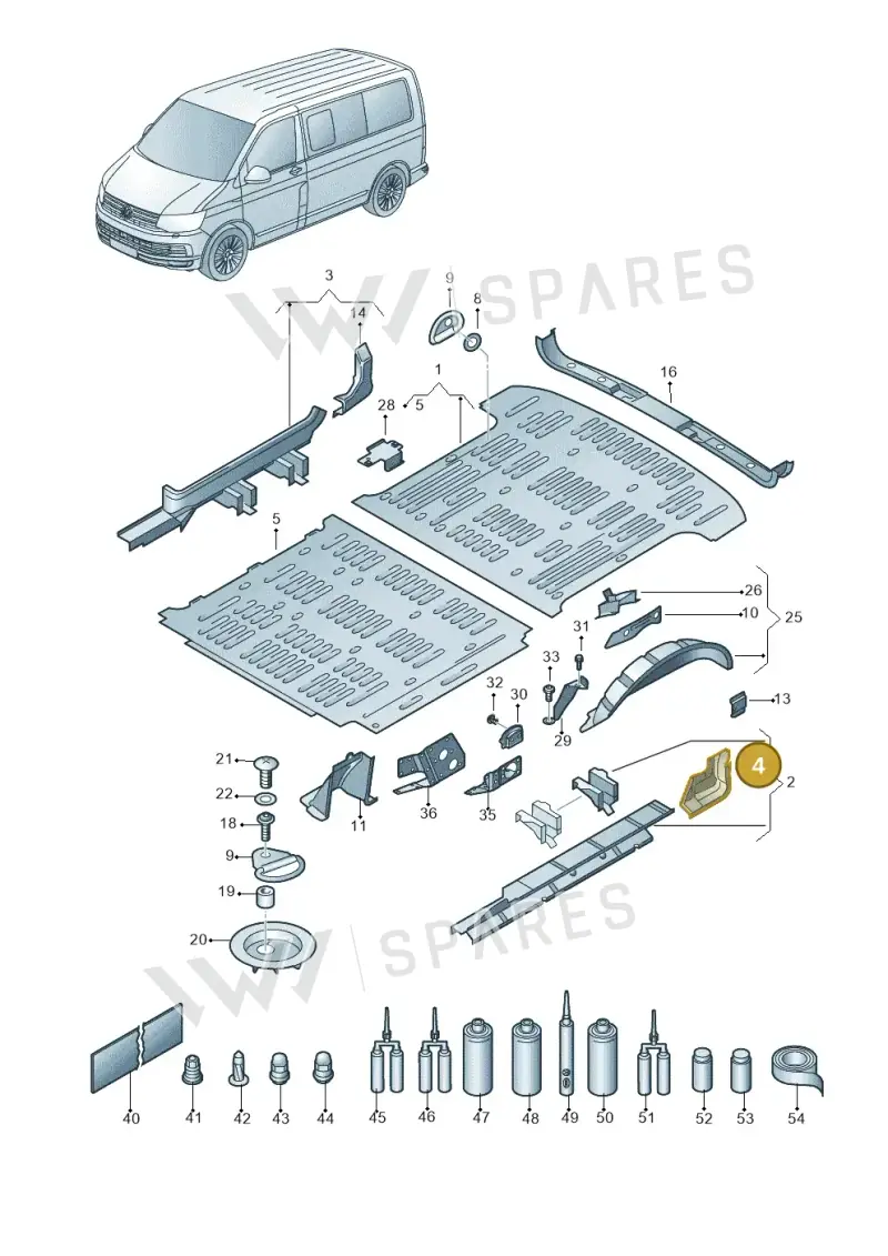 7H0801254C — Volkswagen Caravelle (2019-2024) diagram 861801200, position 4
