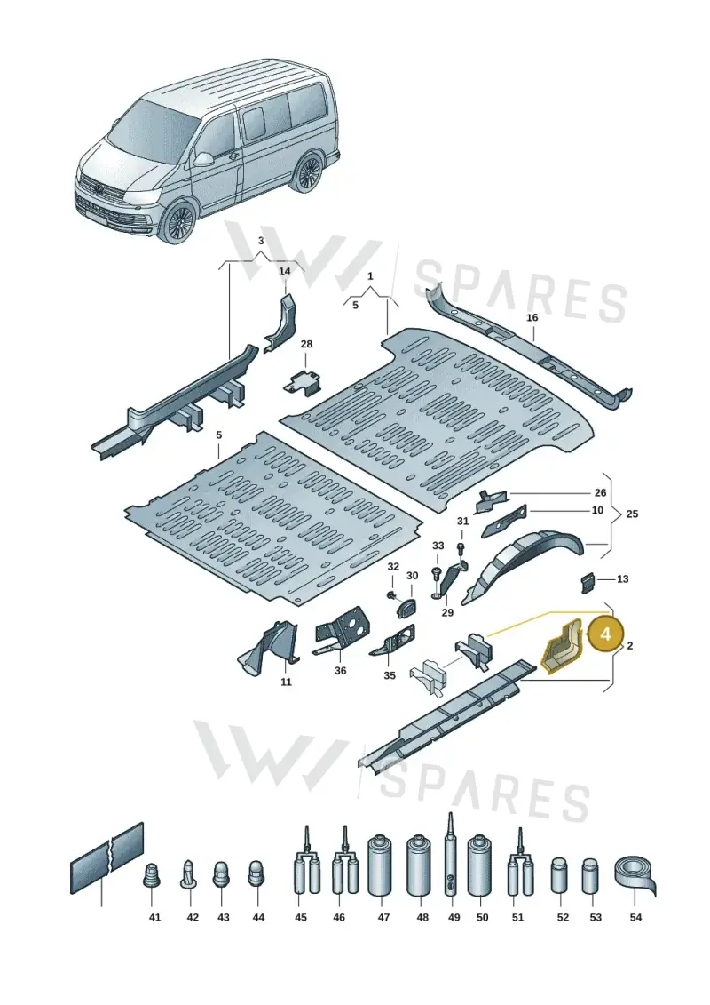 7H0801254C — Volkswagen Transport. multivan (2019-2024) diagram 7em801020, position 4