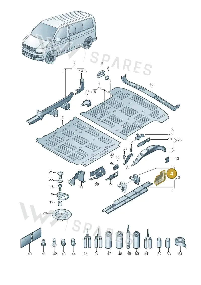 7H0801254E — Volkswagen Caravelle (2019-2024) diagram 861801200, position 4
