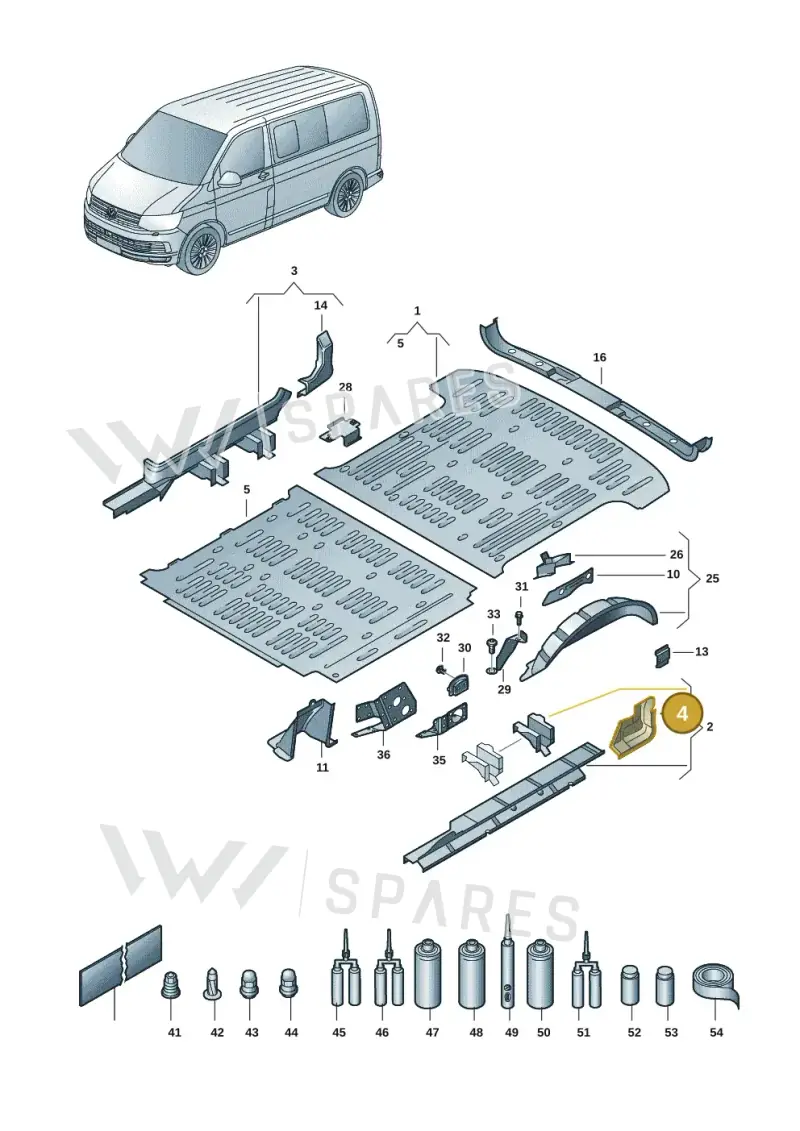 7H0801254E — Volkswagen Transport. multivan (2019-2024) diagram 7em801020, position 4