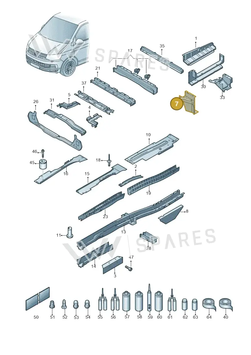 7H0802202C — Volkswagen Transport. multivan (2019-2024) diagram 861803400, position 7