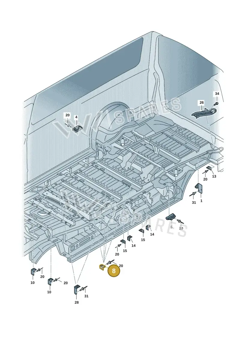 7H0802369 — Volkswagen Caravelle (2019-2024) diagram 7ep801040, position 8