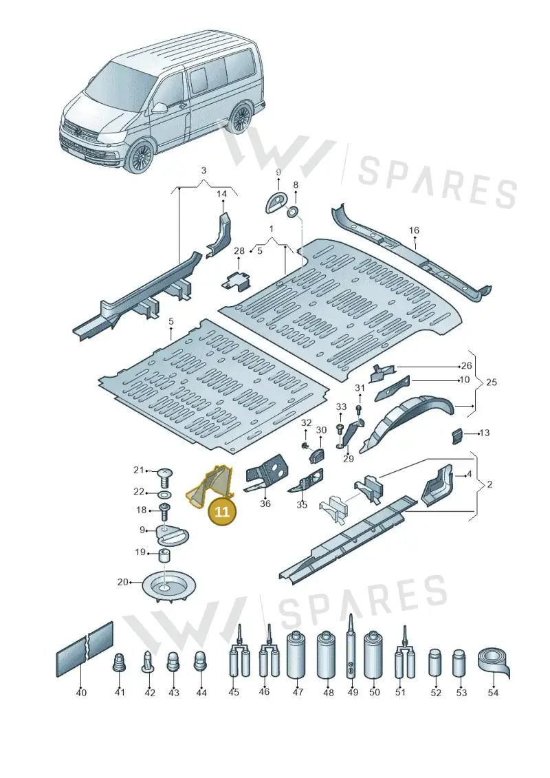 7H0802380D — Volkswagen Caravelle (2019-2024) diagram 861801200, position 11