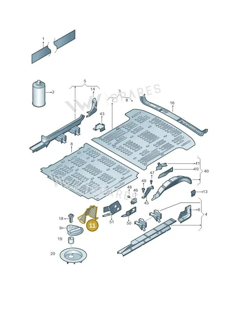 7H0802380F — Volkswagen Transp. caravelle (2011-2015) diagram 410801200, position 11