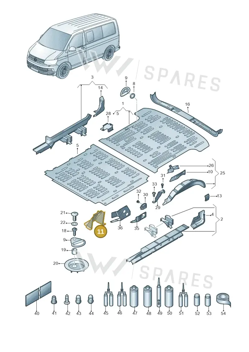 7H0802380F — Volkswagen Caravelle (2019-2024) diagram 861801200, position 11