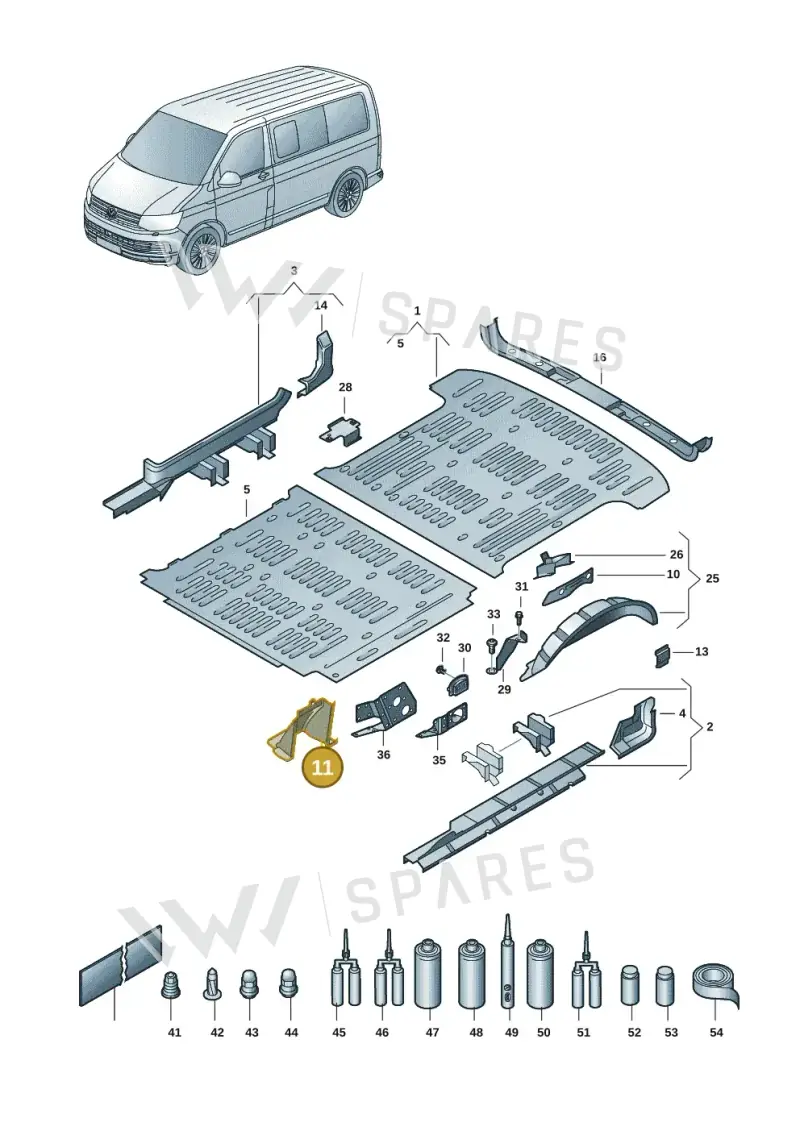 7H0802380F — Volkswagen Transport. multivan (2019-2024) diagram 7em801020, position 11