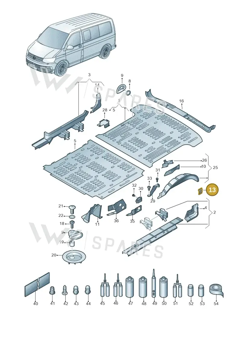 7H0802627D — Volkswagen Caravelle (2019-2024) diagram 861801200, position 13