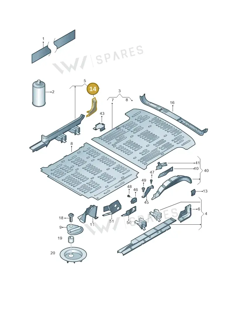 7H0802821F — Volkswagen Transp. caravelle (2011-2015) diagram 410801200, position 14