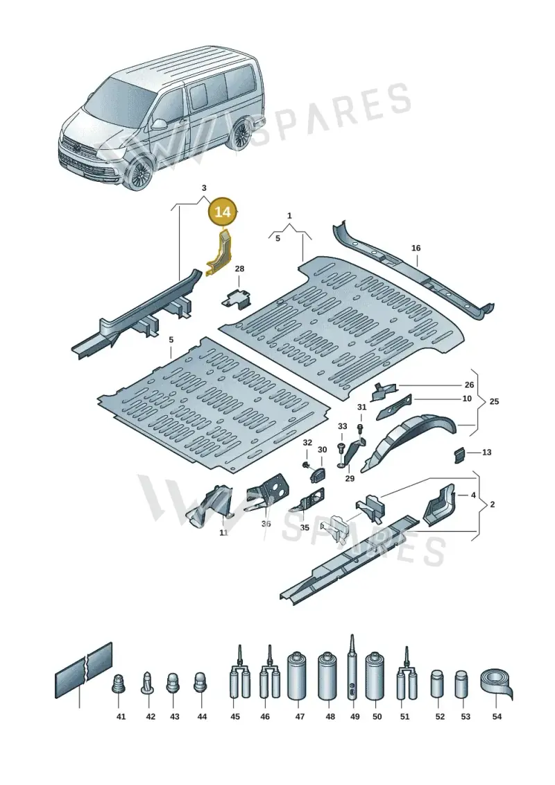 7H0802821F — Volkswagen Transport. multivan (2019-2024) diagram 7em801020, position 14