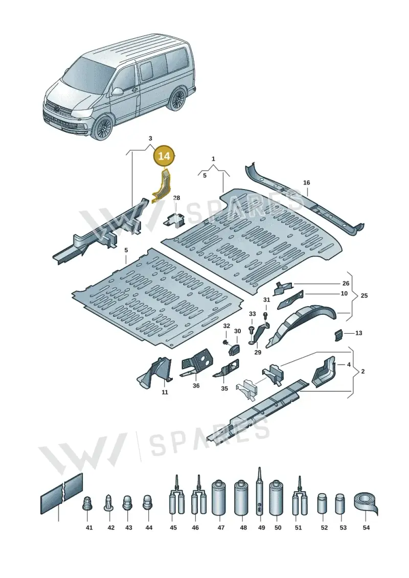 7H0802822F — Volkswagen Transport. multivan (2019-2024) diagram 7em801020, position 14