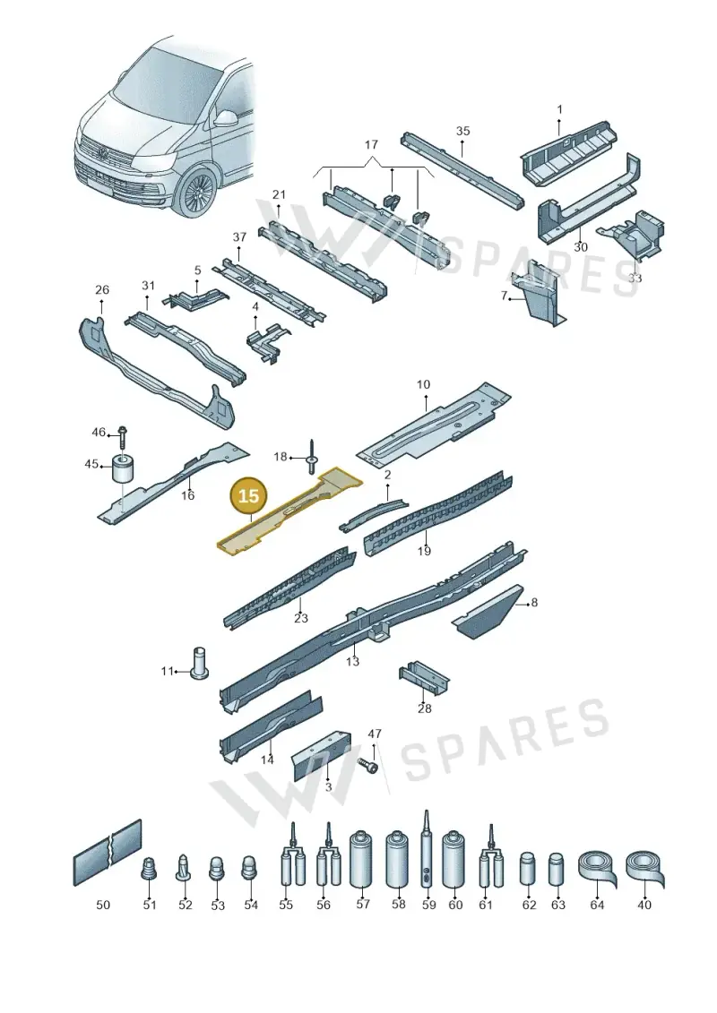 7H0803135B — Volkswagen Transport. multivan (2019-2024) diagram 861803400, position 15