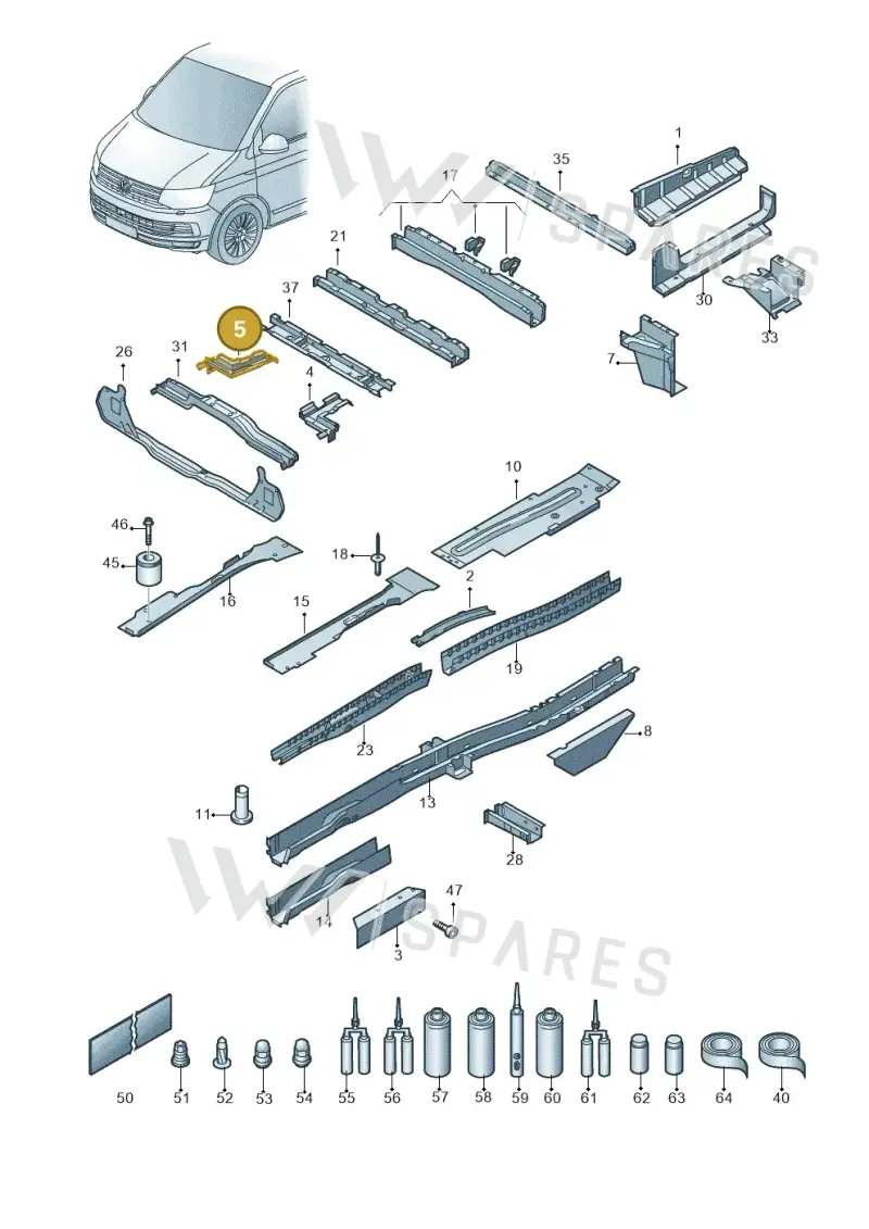 7H0803346A — Volkswagen Caravelle (2015-2019) diagram 861803400, position 5