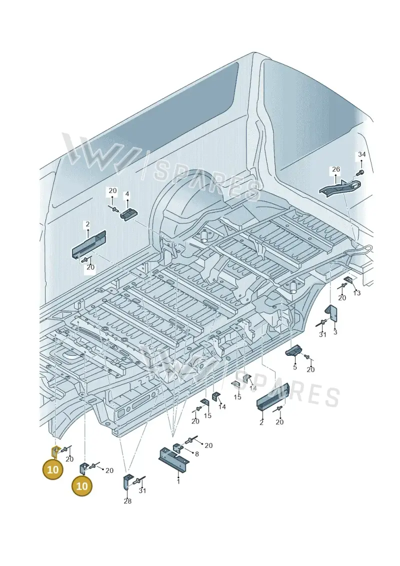 7H0803369A — Volkswagen Caravelle (2015-2019) diagram 861801400, position 10