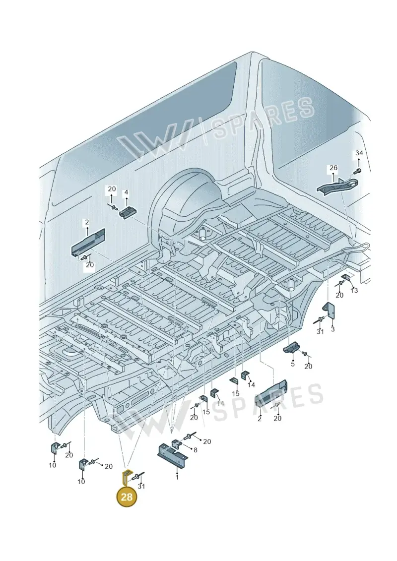 7H0803782 — Volkswagen Caravelle (2015-2019) diagram 861801400, position 28