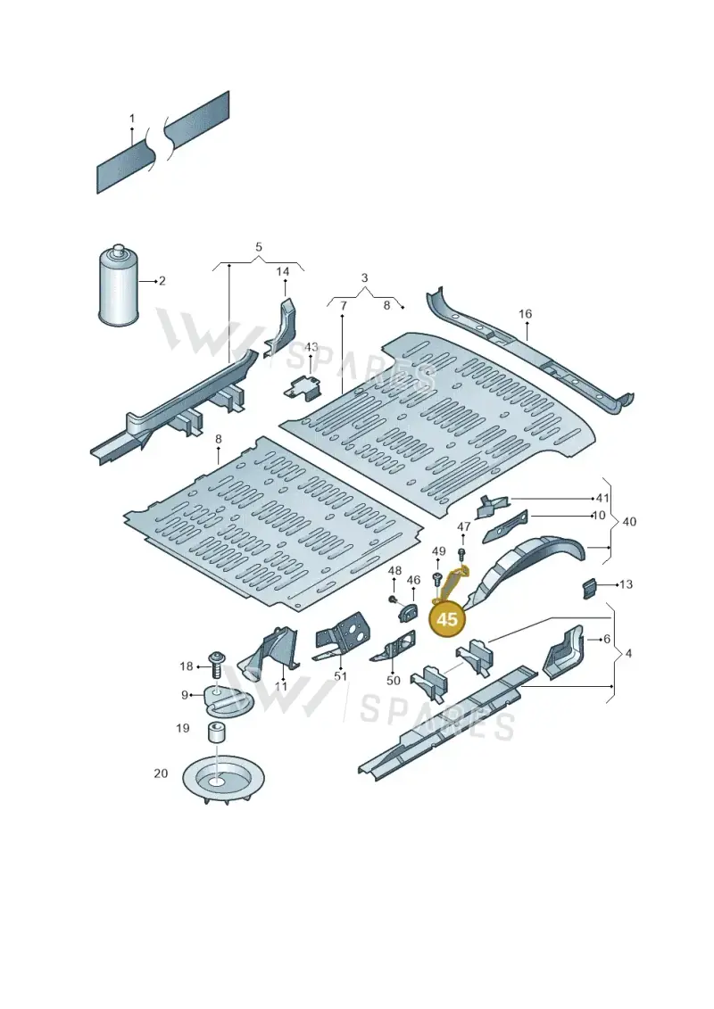 7H0803849A — Volkswagen Transp. caravelle (2011-2015) diagram 410801200, position 45