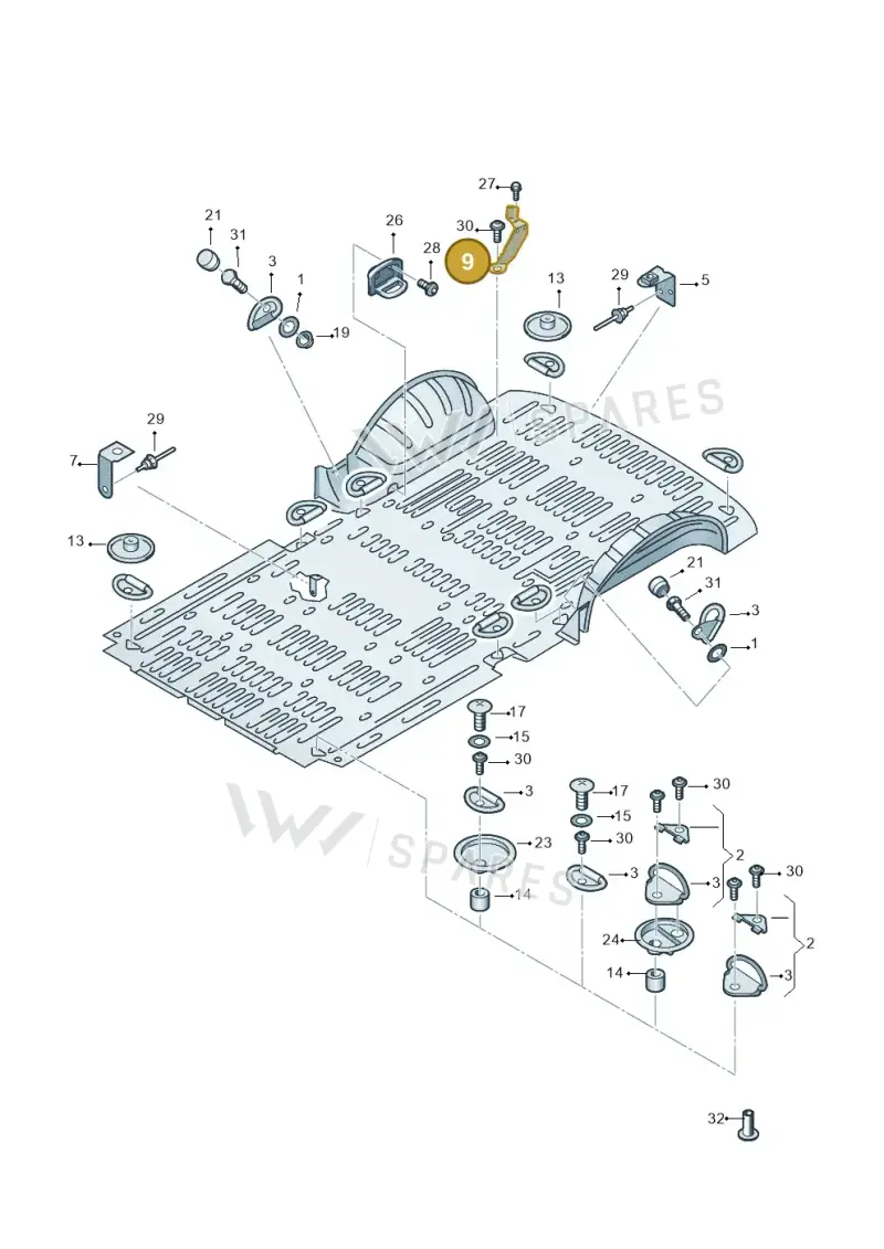 7H0803849A — Volkswagen Caravelle (2019-2024) diagram 861801015, position 9