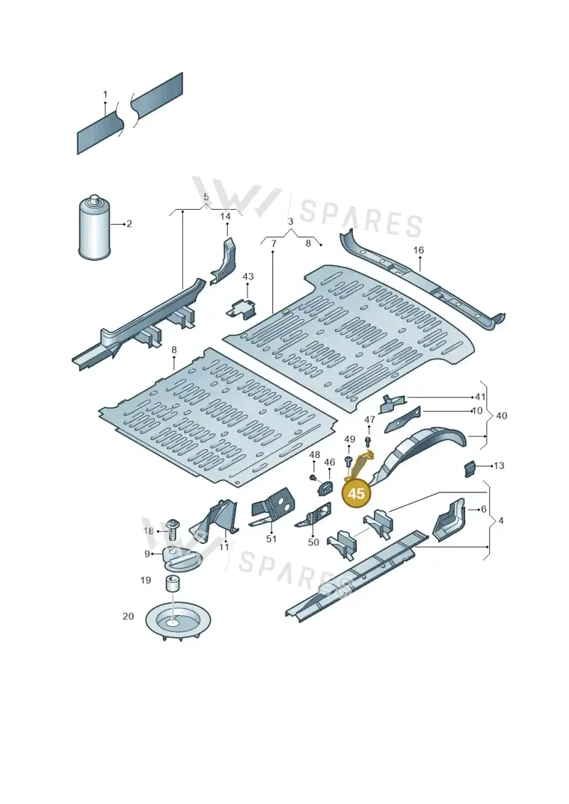7H0803850A — Volkswagen Transp. caravelle (2011-2015) diagram 410801200, position 45