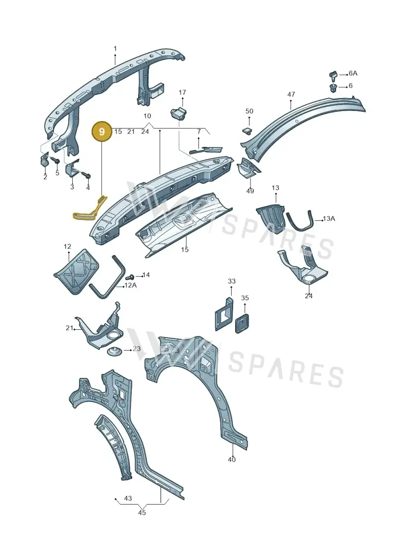 7H0805065B — Volkswagen Transp. caravelle (2011-2015) diagram 410805000, position 9