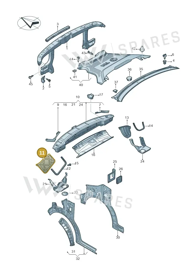 7H0805207A — Volkswagen Transport. multivan (2019-2024) diagram 861805000, position 11