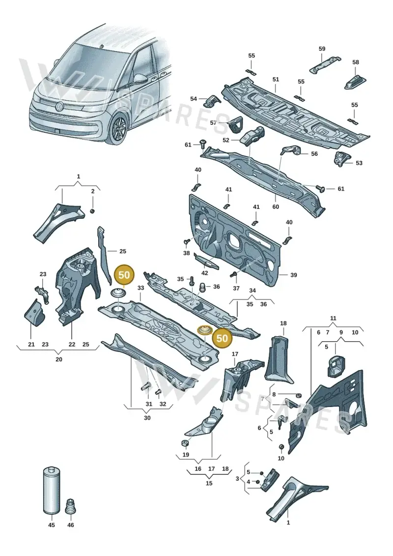 7H0805585 — Volkswagen Multivan (2021-) diagram 7t0805200, position 50