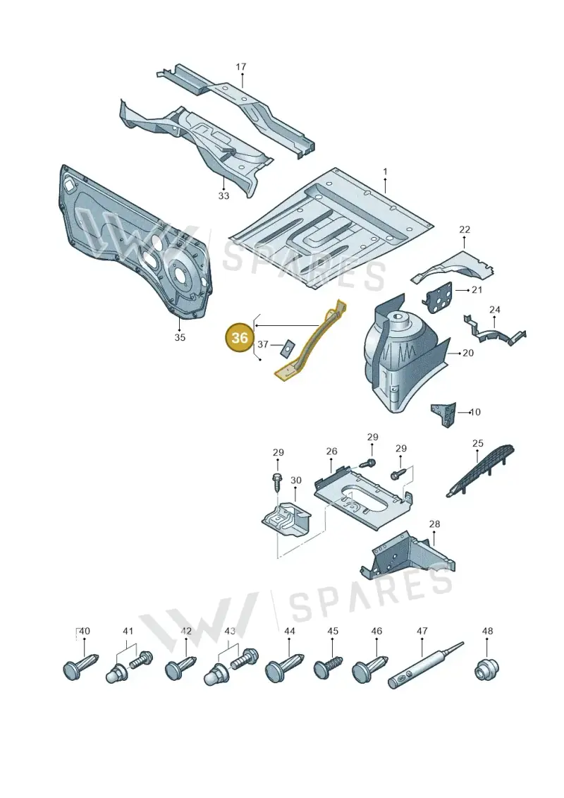 7H0806113D — Volkswagen Caravelle (2015-2019) diagram 861801100, position 36