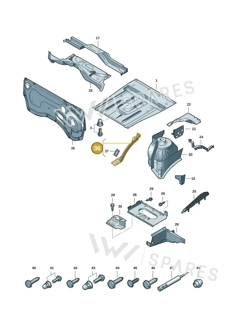 7H0806114D — Volkswagen Transport. multivan (2019-2024) diagram 7em801010, position 36