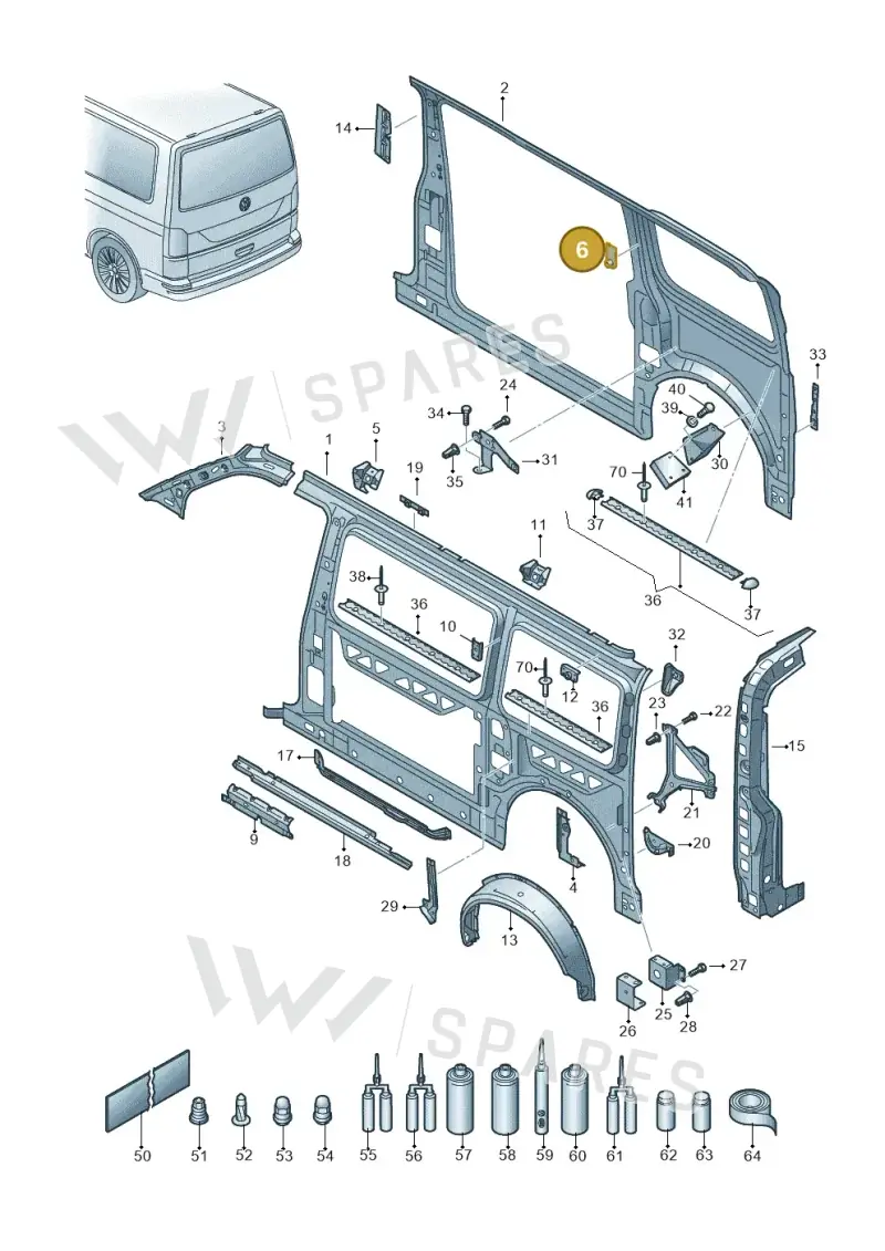 7H0809253 — Volkswagen Caravelle (2019-2024) diagram 861809000, position 6