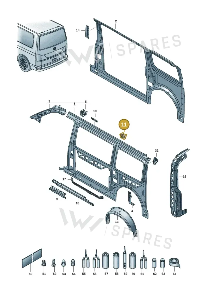 7H0809325D — Volkswagen Transport. multivan (2019-2024) diagram 7em809000, position 11
