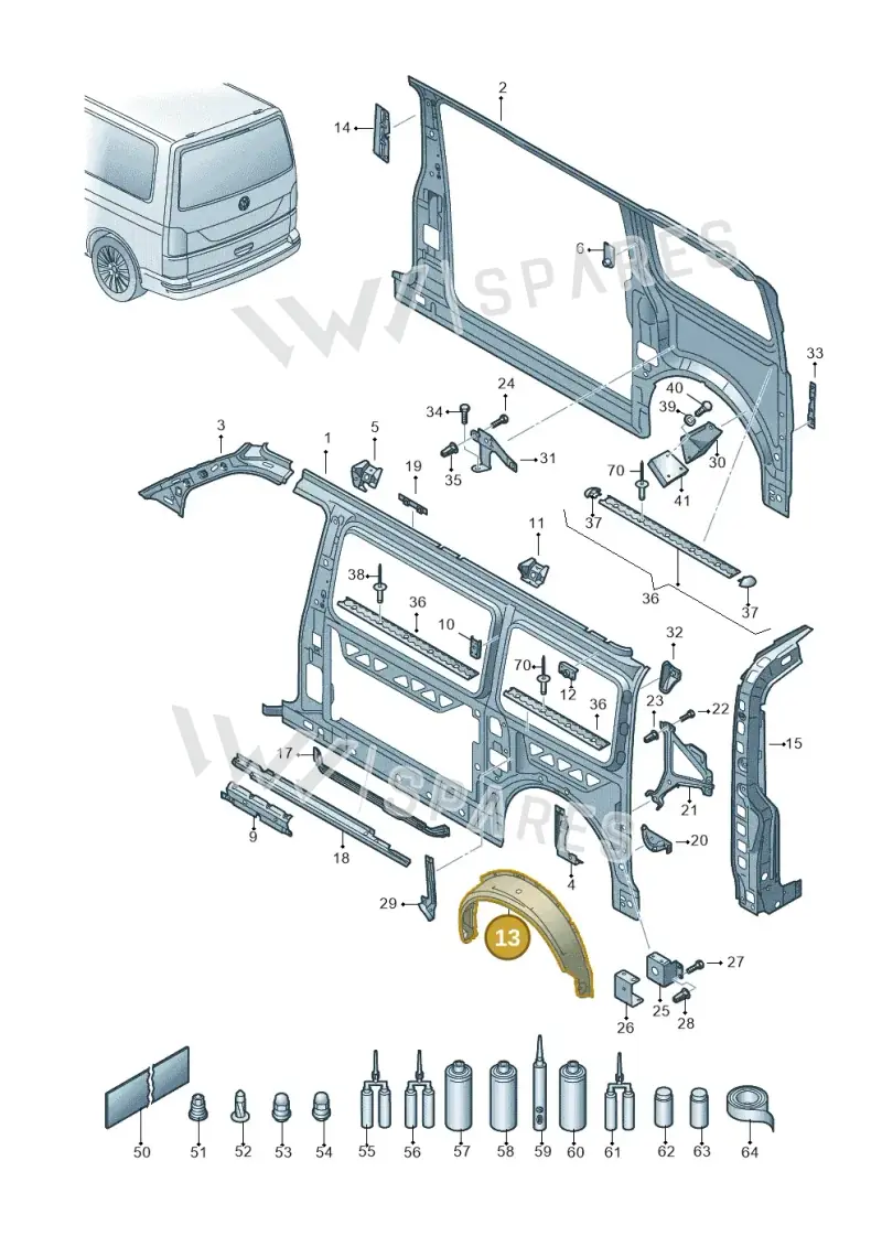 7H0809409A — Volkswagen Caravelle (2019-2024) diagram 861809000, position 13