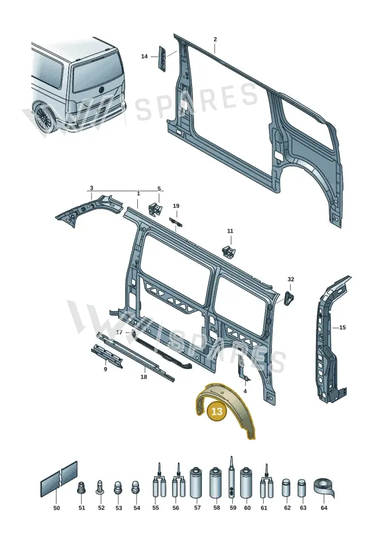 7H0809410A — Volkswagen Transport. multivan (2019-2024) diagram 7em809000, position 13