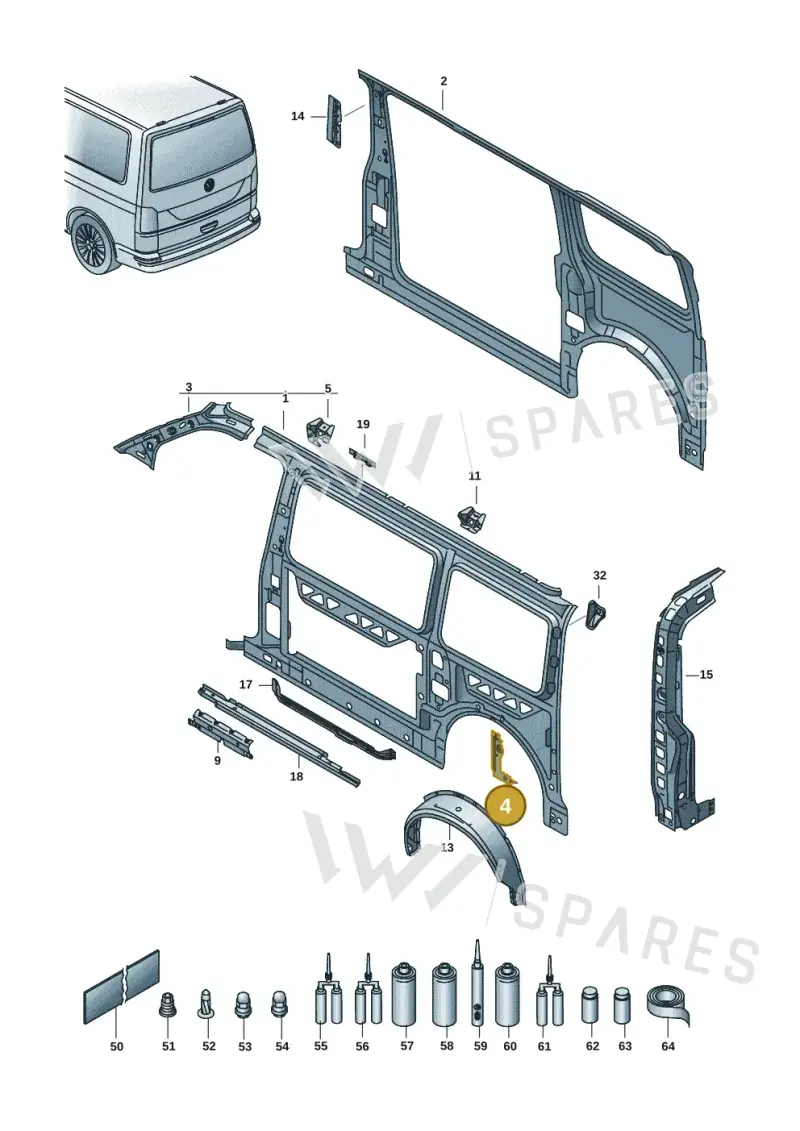 7H0809418A — Volkswagen Transport. multivan (2019-2024) diagram 7em809000, position 4