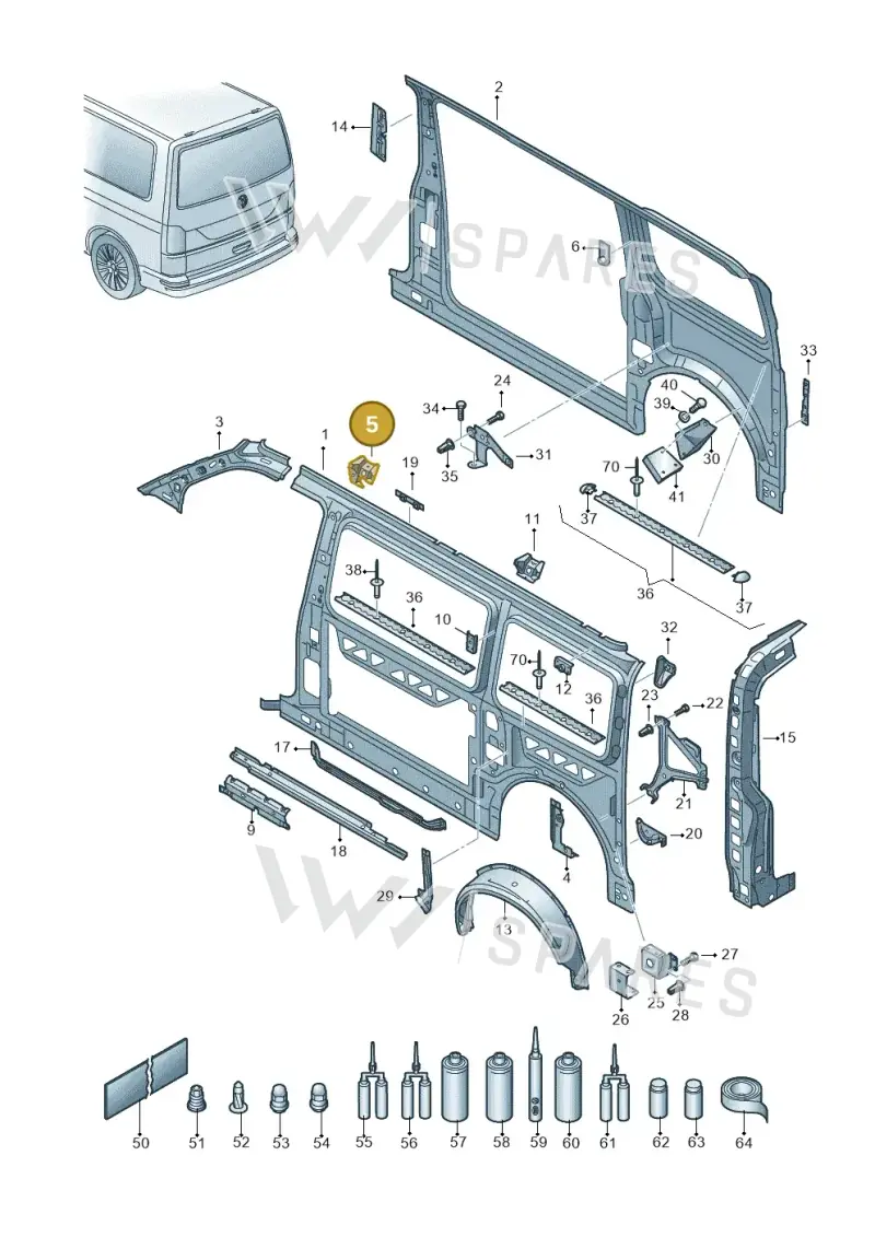 7H0809508A — Volkswagen Caravelle (2019-2024) diagram 861809000, position 5