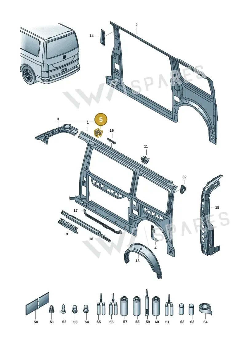 7H0809508A — Volkswagen Transport. multivan (2019-2024) diagram 7em809000, position 5