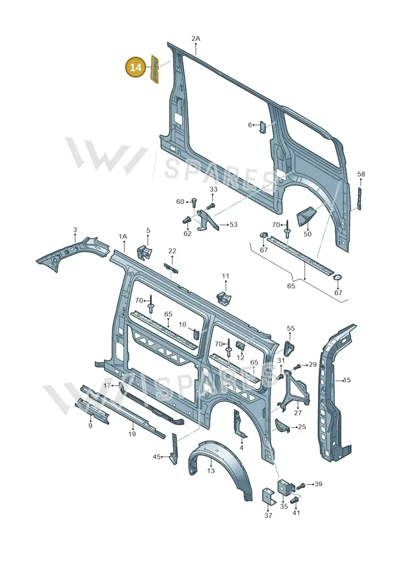 7H0809965B — Volkswagen Transp. caravelle (2011-2015) diagram 410809000, position 14