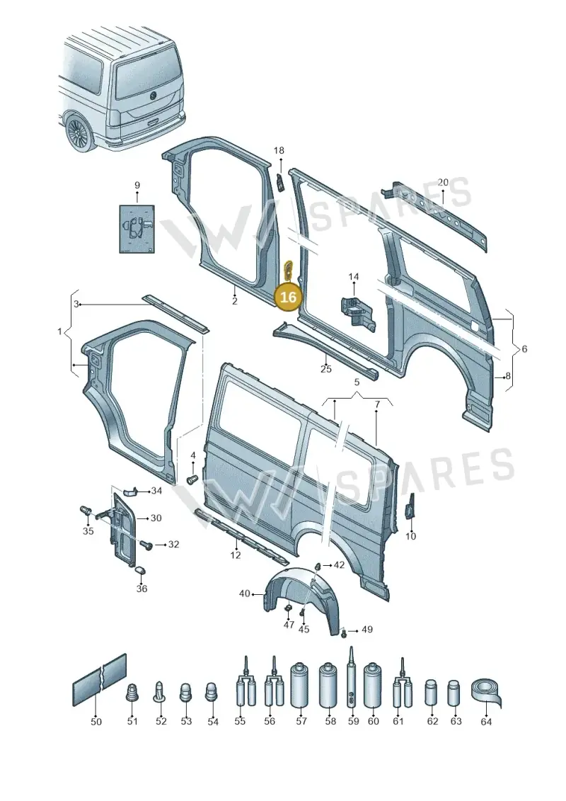 7H0810062 — Volkswagen Transport. multivan (2019-2024) diagram 861809200, position 16