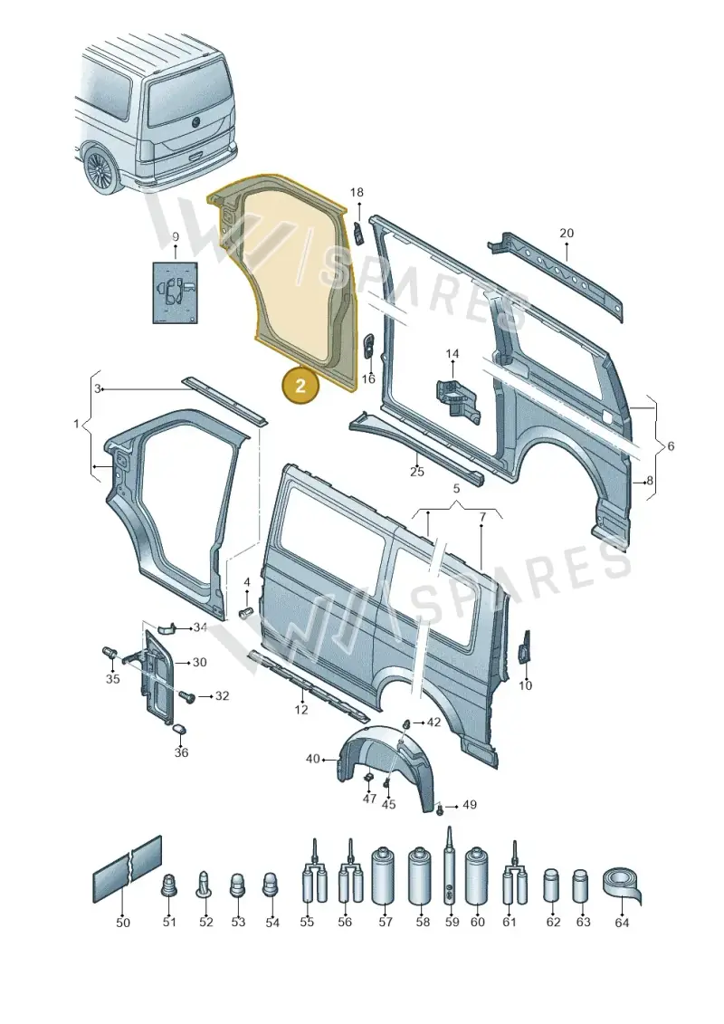 7H0810076A — Volkswagen Transport. multivan (2019-2024) diagram 861809200, position 2