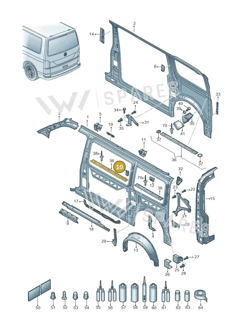 7H0810563 — Volkswagen Caravelle (2019-2024) diagram 861809000, position 10