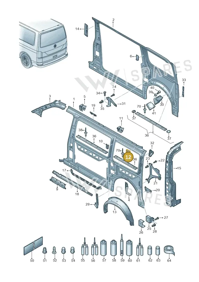 7H0810583 — Volkswagen Caravelle (2019-2024) diagram 861809000, position 12