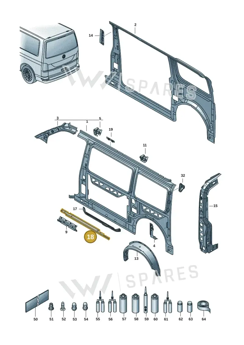 7H0810728A — Volkswagen Transport. multivan (2019-2024) diagram 7em809000, position 18