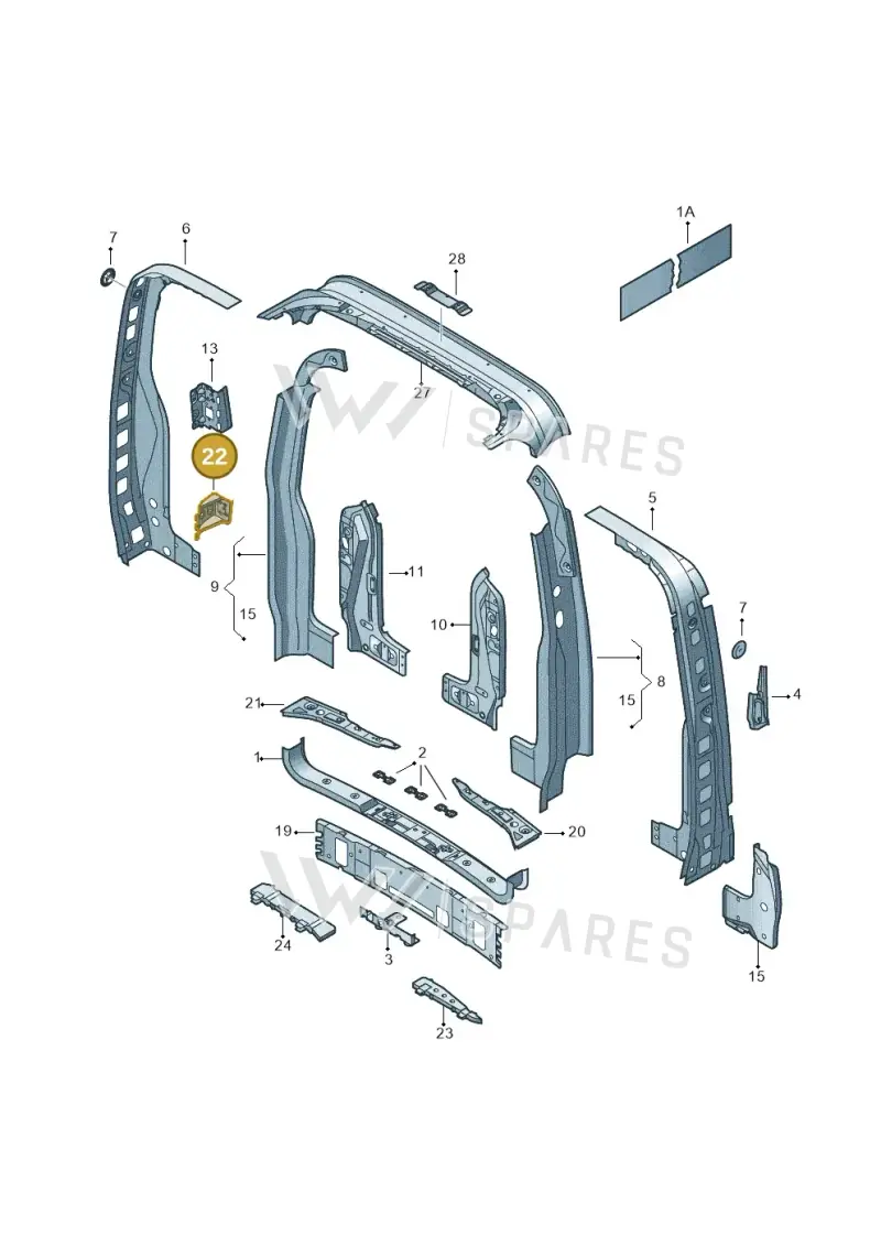 7H0814445D — Volkswagen Caravelle (2019-2024) diagram 410813000, position 22
