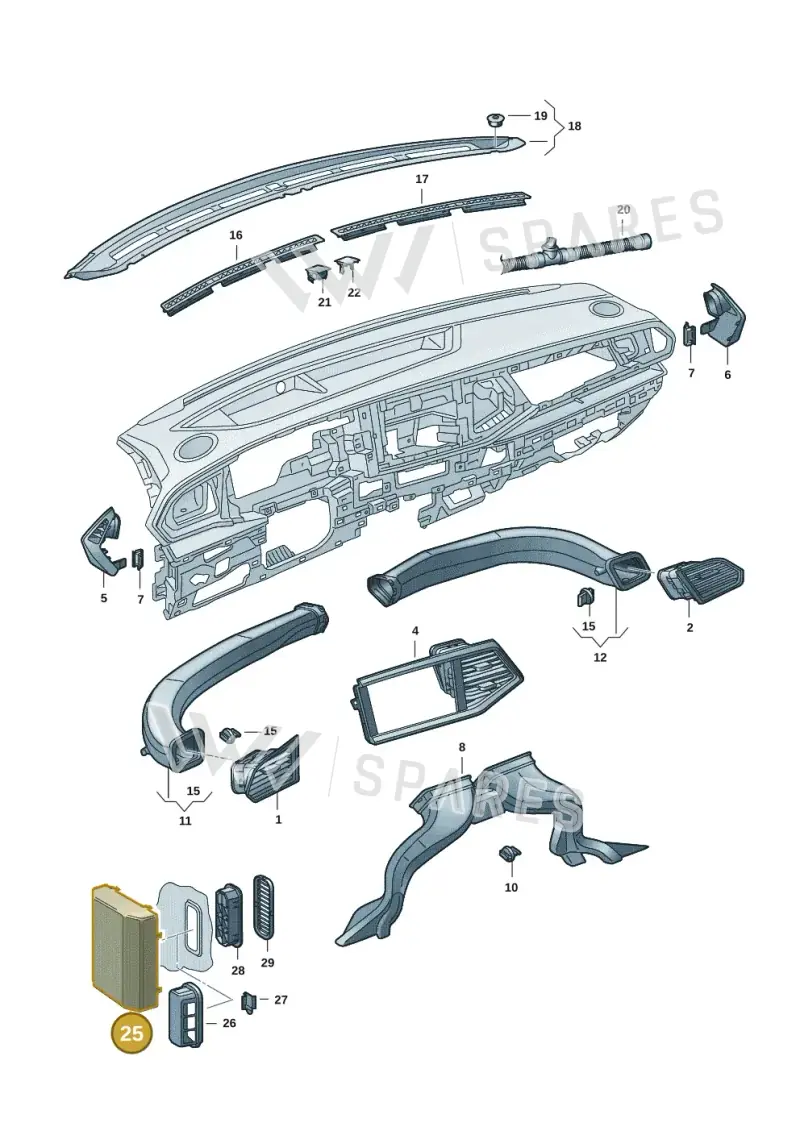 7H0819615 — Volkswagen Single-cab transp. (2019-2024) diagram 7fp819300, position 25