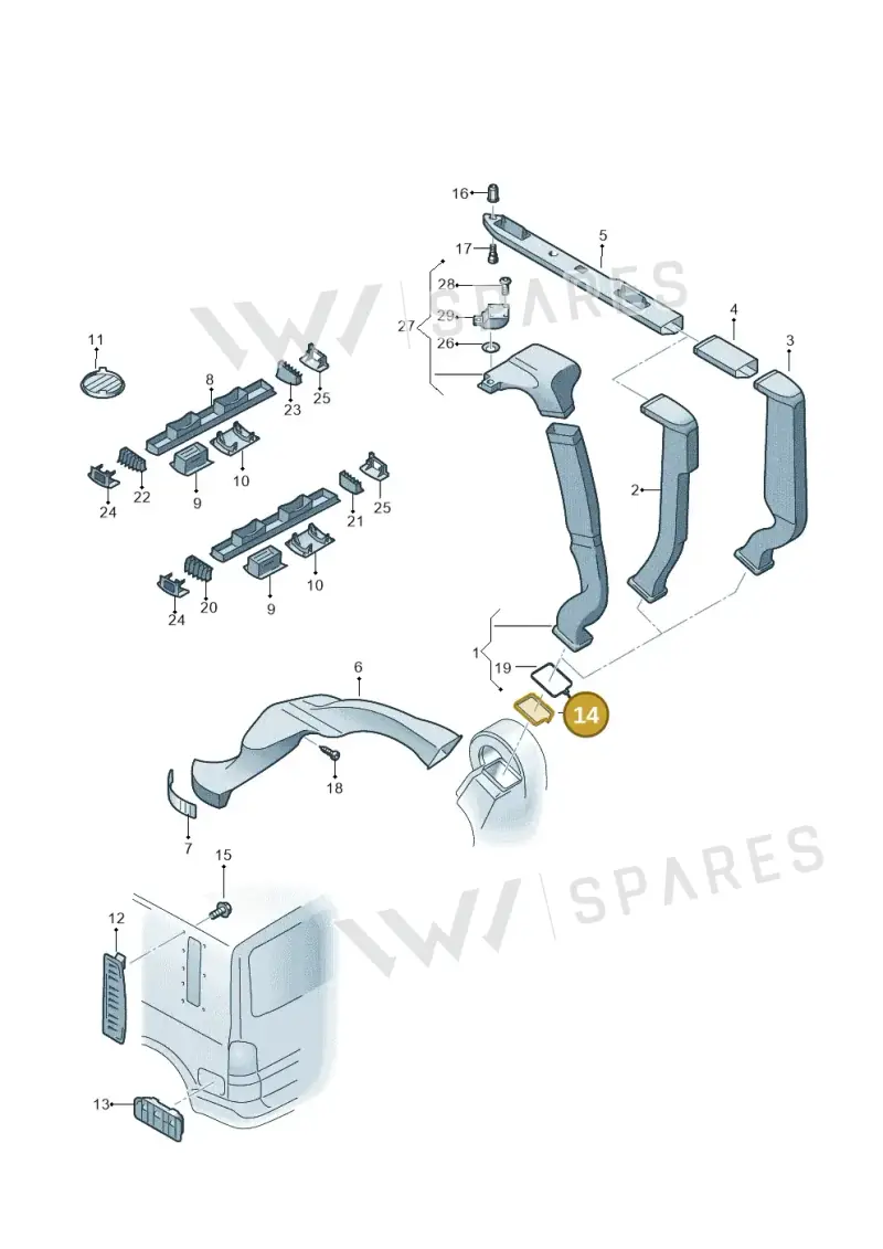 7H0820190 — Volkswagen Caravelle (2019-2024) diagram 659819100, position 14