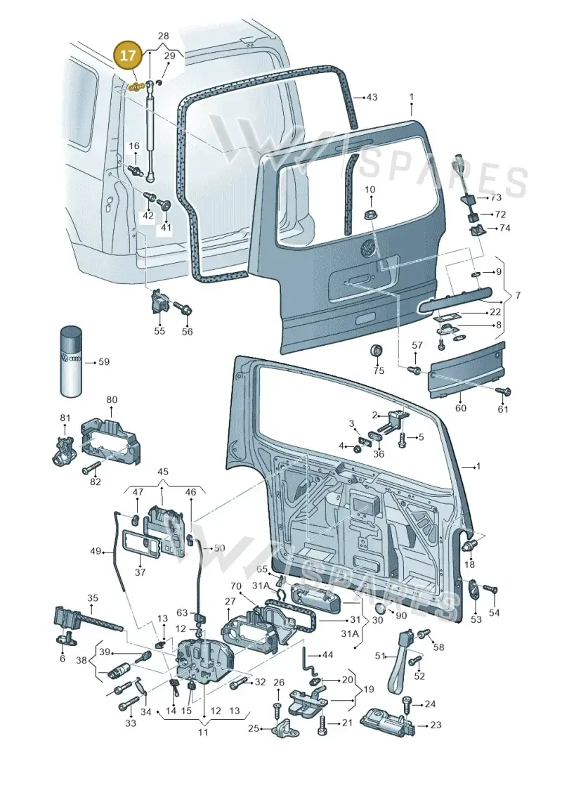 7H0827439 — Volkswagen Transp. caravelle (2011-2015) diagram 410827300, position 17