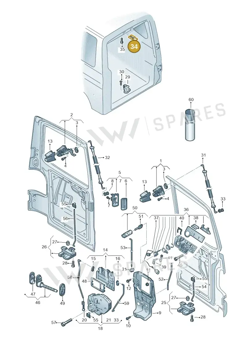 7H0827537A — Volkswagen Caravelle (2015-2019) diagram 410827650, position 34
