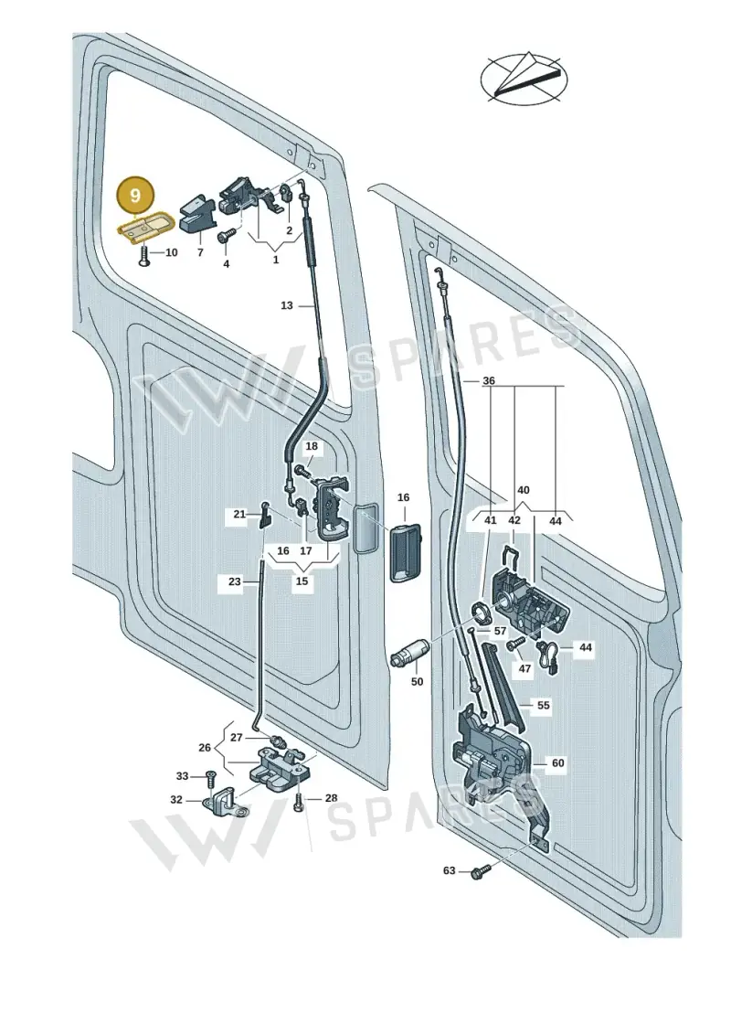 7H0827537A — Volkswagen Caravelle (2019-2024) diagram 7ep827300, position 9