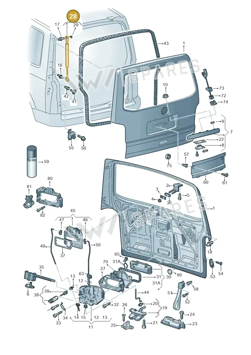 7H0827550 — Volkswagen Transp. caravelle (2011-2015) diagram 410827300, position 28