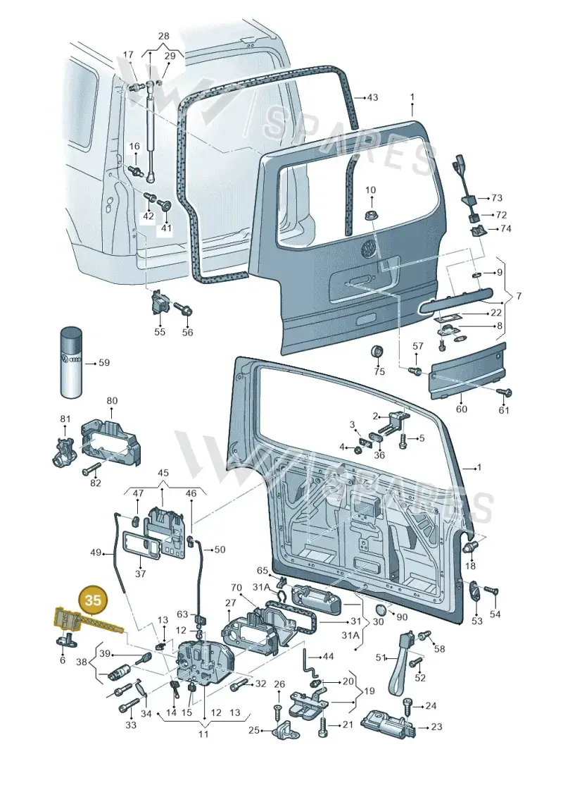 7H0827611F9B9 — Volkswagen Transp. caravelle (2011-2015) diagram 410827300, position 35