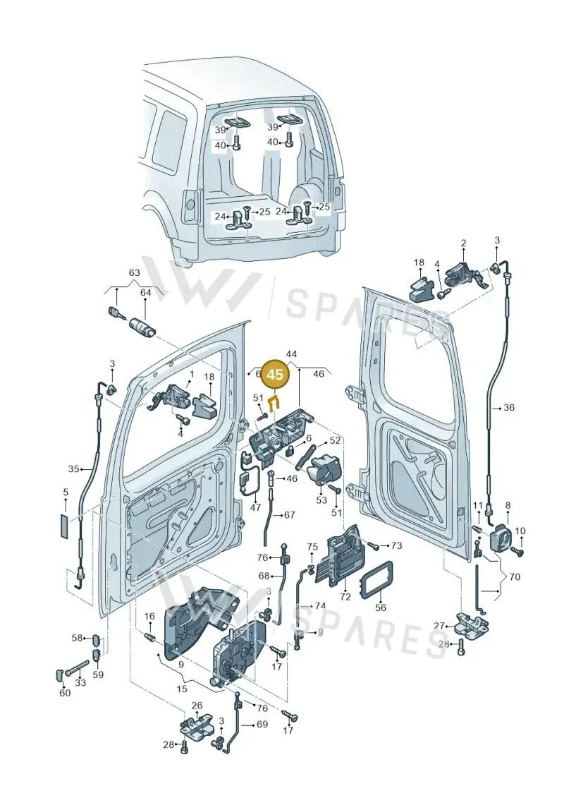 7H0827649 — Volkswagen Caddy kombi (2015-2020) diagram 443827650, position 45