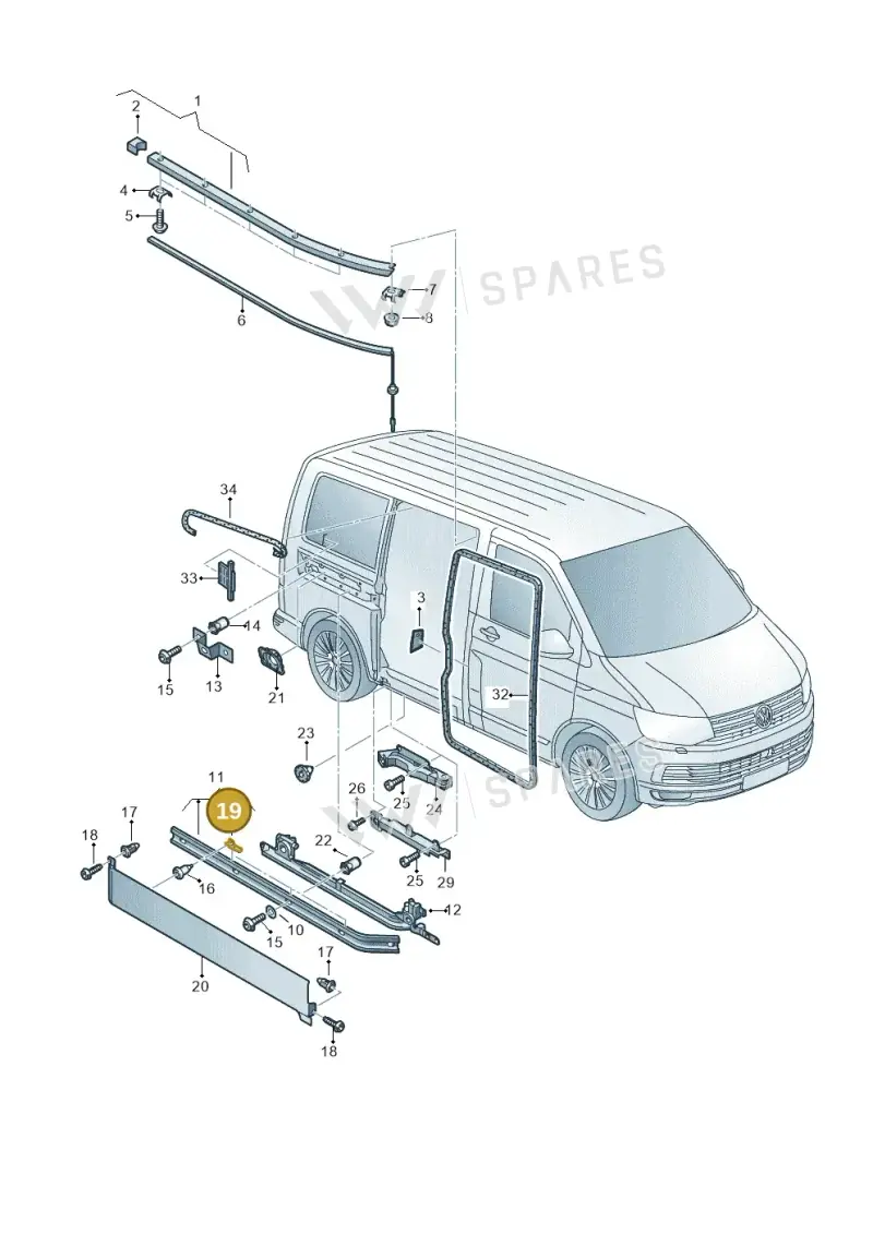 7H0843543 — Volkswagen Transport. multivan (2019-2024) diagram 861843500, position 19